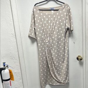 FA Taupe Polka Dot Midi Dress